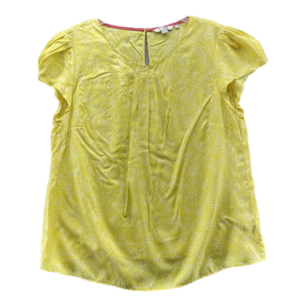 Boden Polka Dot Yellow Cap Sleeve Silk Blend Sz 6 US 10 UK Blouse Shirt Top